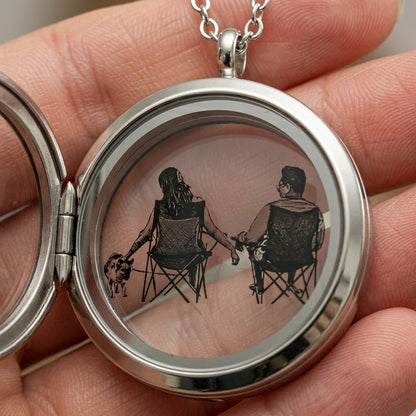 Haustier Gedenkschmuck: Personalisierte Kette mit Haustier-Porträt und Fach für Fell